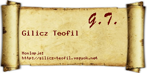 Gilicz Teofil névjegykártya
